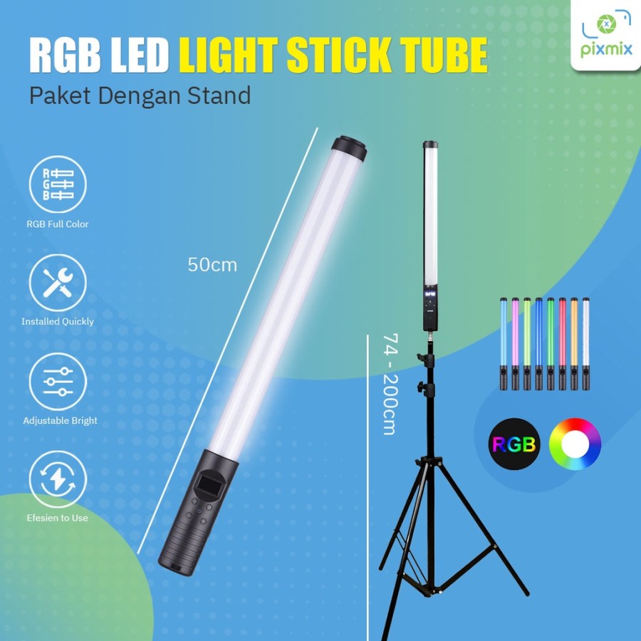 RGB Stick Handheld LED Video RGB Lighting Photography Light 2000LM 6000K