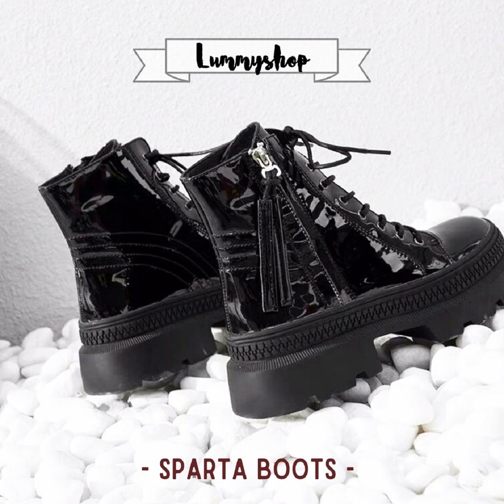 LUMMYSHOP SEPATU WANITA BOOTS MARTIN SPARTA RESLETING GLOSSY IMPORT PREMIUM