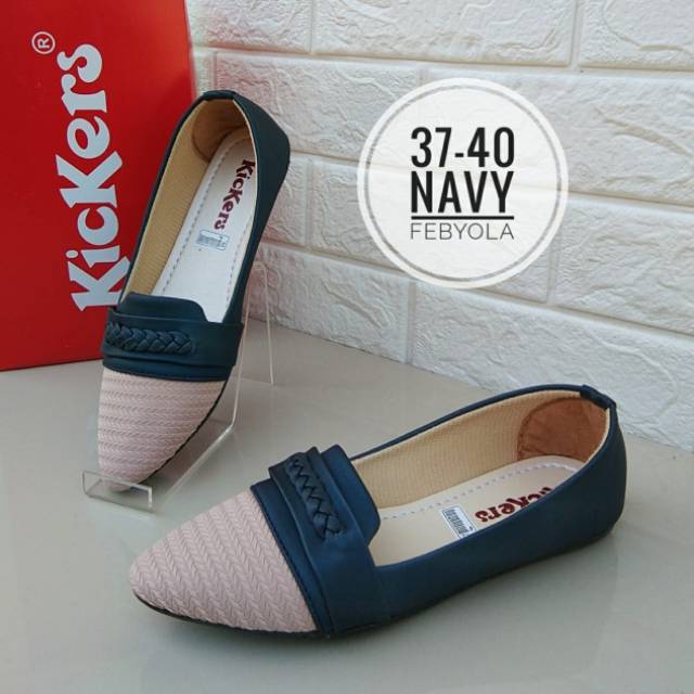  Sepatu  Flat Kickers Wanita  glosy kombinasi rajut  febyola 