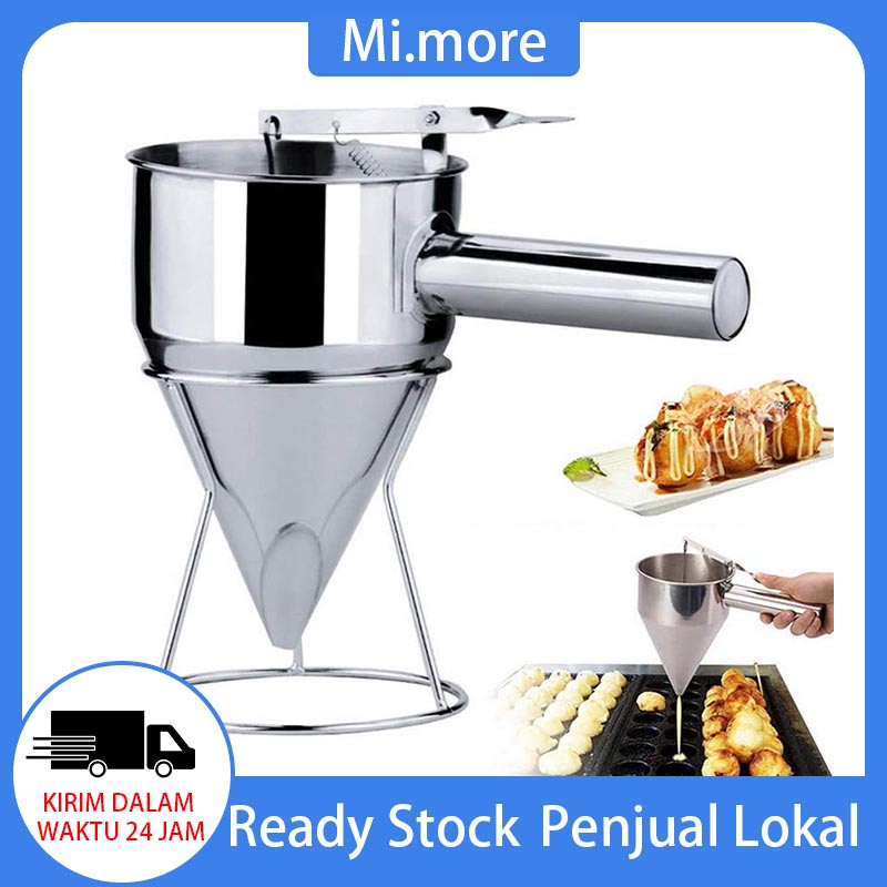 Batter Dispenser Funnel Gelas Stainless Steel Piston Corong dengan Dukungan Saus Krim Corong Dosis untuk Chocolate Cupcake Alat Bola Gurita Alat Alat Dapur