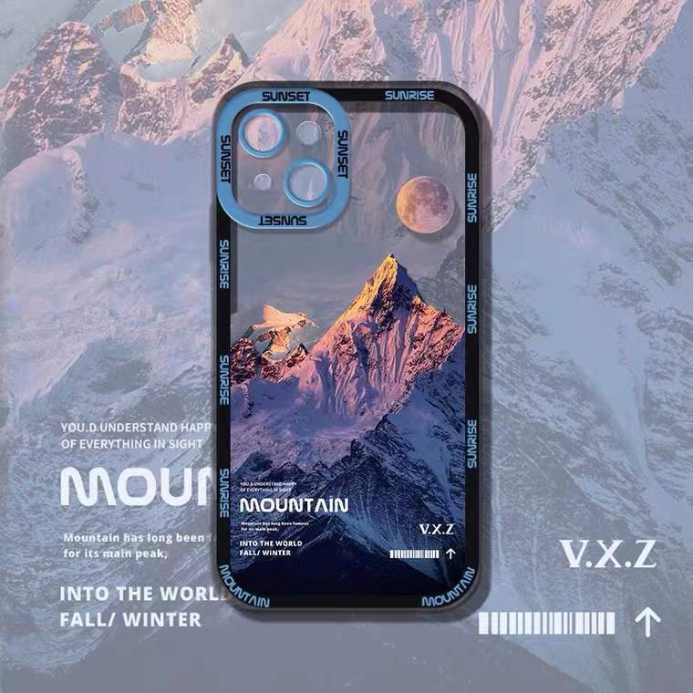 Soft Case Transparan Desain Gunung Untuk IPhone 13 13pro 12promaxSE2 2020 / 11 Pro MAX / 6S / 7 / 8 Plus / XR