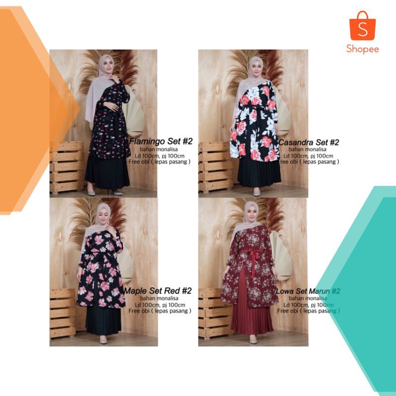 1 Murah STELAN TUNIK MONALISA PART 3 - TUNIK + ROK PLISKET PREMIUM Elegan