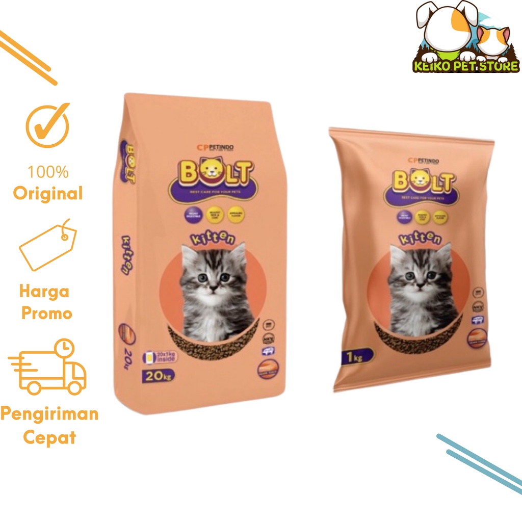 BOLT KITTEN SALMON 1KG Makanan Anak Kucing Cat Food Kering 1 Kg Murah Dry Catfood Untuk Anakan Kiten