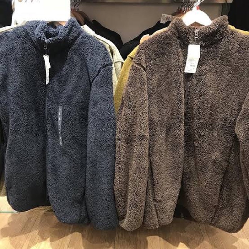 Jaket Fleece Bulu H&m Unisex Pria Wanita Musim Dingin