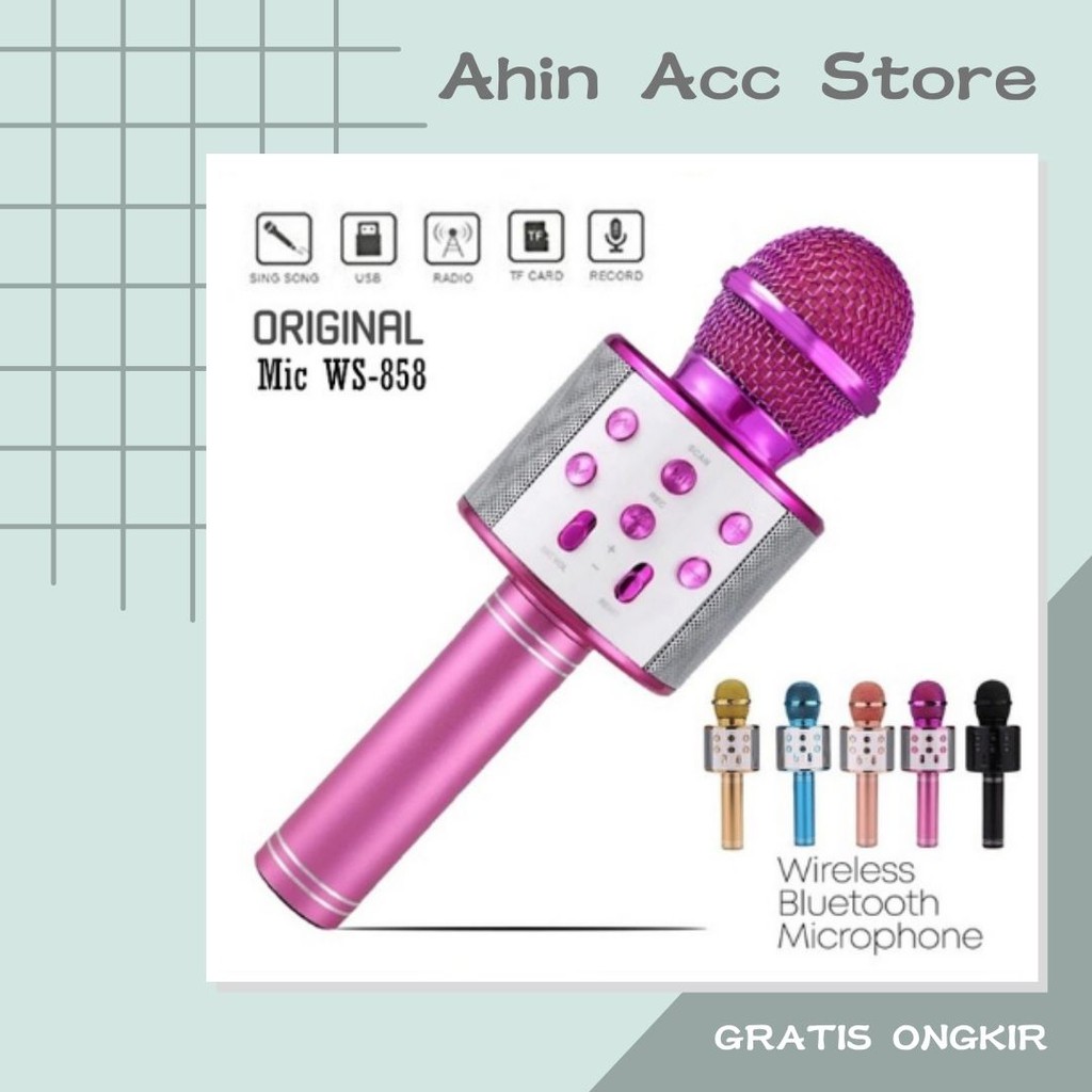 Microphone WS858 Karaoke KTV Mic Wireless Bluetooth Speaker Mic Karaoke Ws-858