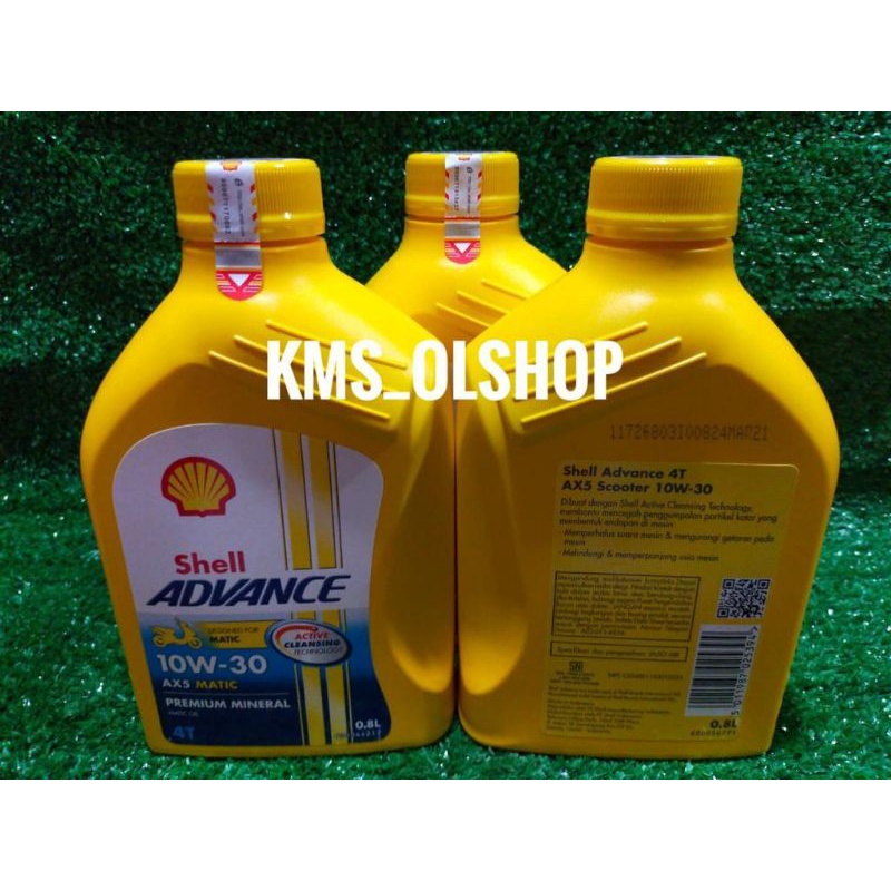 Shell Advance AX5 Matic SAE 10W-30 0.8 Liter, Oli Shell AX5 Scooter 800ml