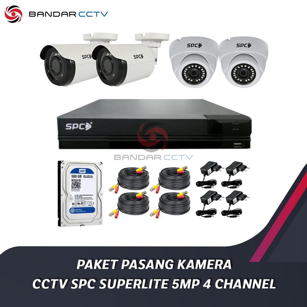 PAKET PASANG KAMERA CCTV SPC SUPERLITE 5MP 4 CHANNEL