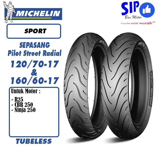 Ban Sport sepasang Michelin Pilot Street Radial 120 70 &amp; 160 60 17 Tubeless