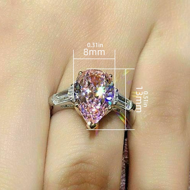 Fancyqube Cincin Tunangan / Nikah Hias Cubic Zircon Warna Pink Untuk Wanita