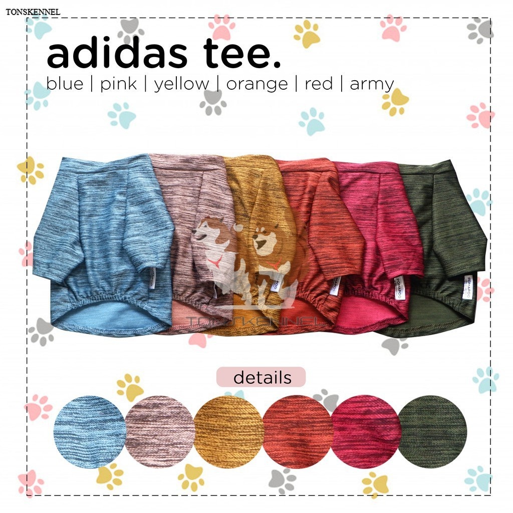 Baju Anjing Kucing Murah Kaos Kostum Shirt Hewan Pet Lucu &quot; Adidas Tee &quot; Premium