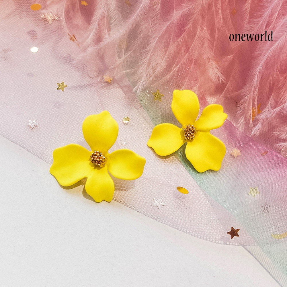 OW@ Fashion Girls Flower Ear Studs Women All-match Date Party Travel Earrings Gift-8