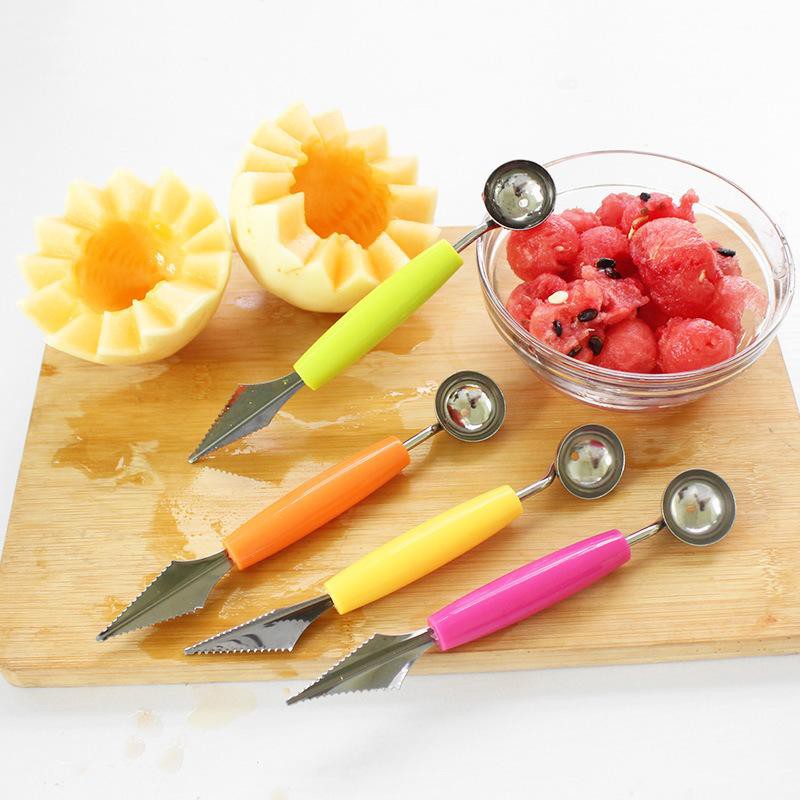 Nm716 Pisau Ukir Hias Buah Bulat 2 Sisi / Stainless Steel Fruits Carve Knife