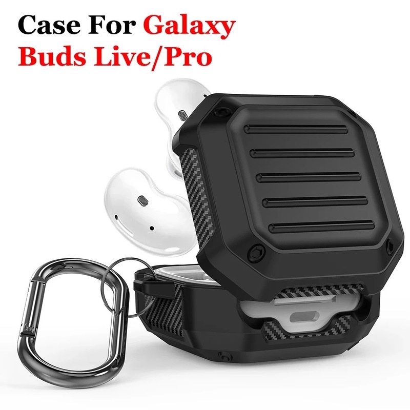 Case Pelindung Earphone Full Body Tahan Lama Dengan Carabiner Untuk Samsung Galaxy Buds Live Pro