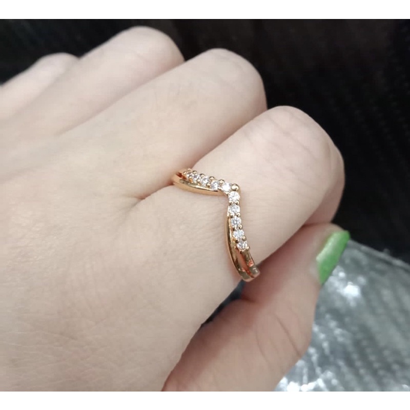 [tiara] cincin wanita / cincin lapis emas / cincin tiga kupu susun / cincin permata /replika emas