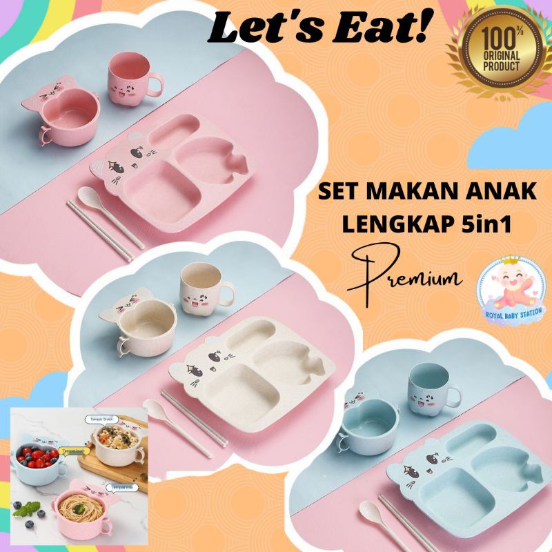 5in1 set lengkap Piring Makan Mangkok Gelas Sendok Bayi Anak