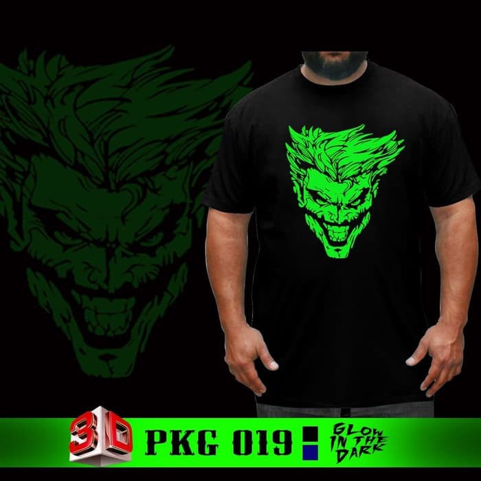 Baju Kaos Big Size Joker Glow in the dark Superhero Jumbo XL- XXXL Import