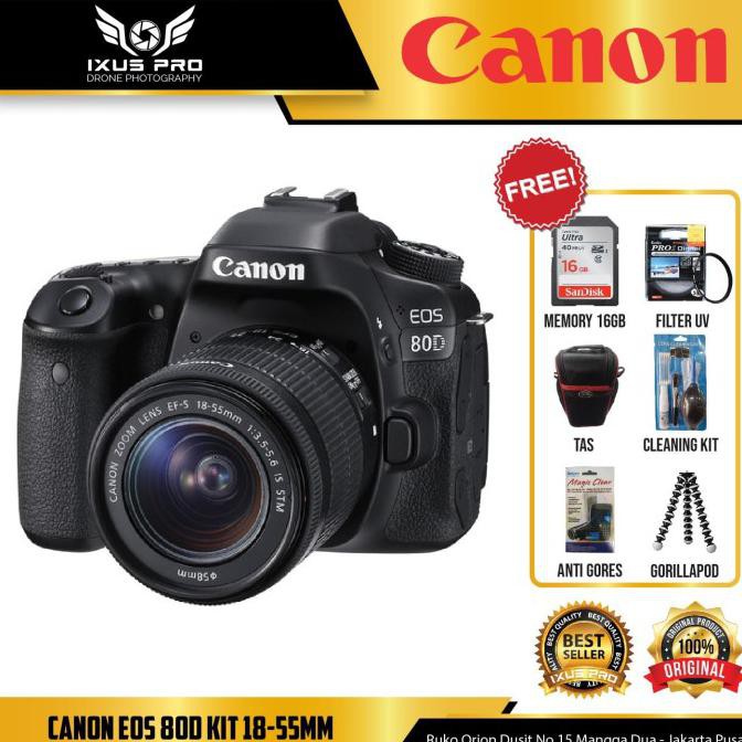 CAMERA CANON EOS 80D + LENSA 18-55 IS STM WIFI/DSLR CANON EOS 80D KIT murah