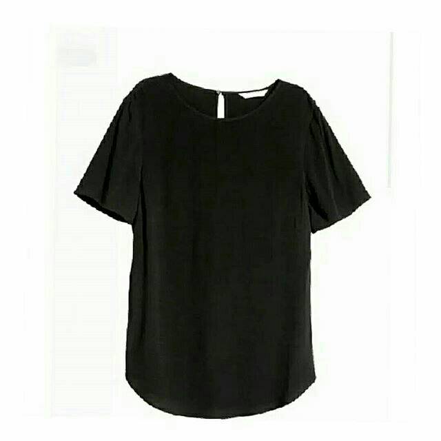 HNM HM HMB Shortsleeve Black Blouse hitam