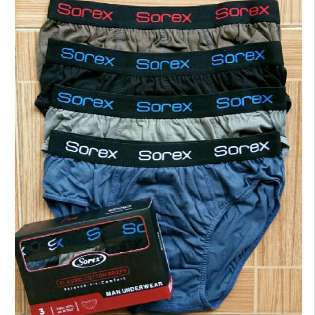 Celana Dalam Pria Dewasa Boxer-Segitiga Sorex / CD Kolor Cowok Laki Art 363,364,365,366,M3003,M 3007