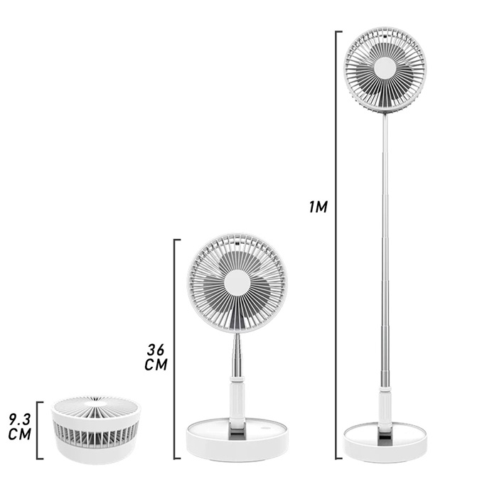 TW3 Tonewan Kipas Angin Standing Portable Rechargeable 7200mAh  - White Tinggi 3 Model, Duduk Lipat Tekuk Penyejuk Ruangan