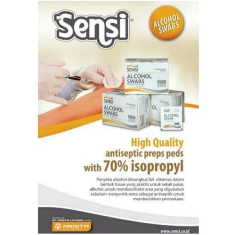 Sensi Alcohol 70%Swab-Kasa Alkohol Isi 100pcs