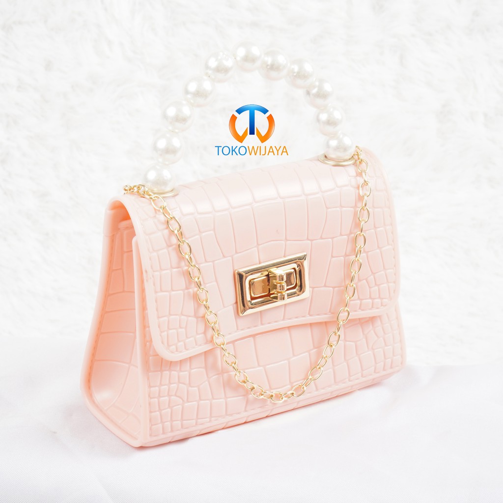 Tas Jelly Mini Croco Pearl | Tas Jelly Glossy Motif Croco Import | Tas Jelly Mini Rubber