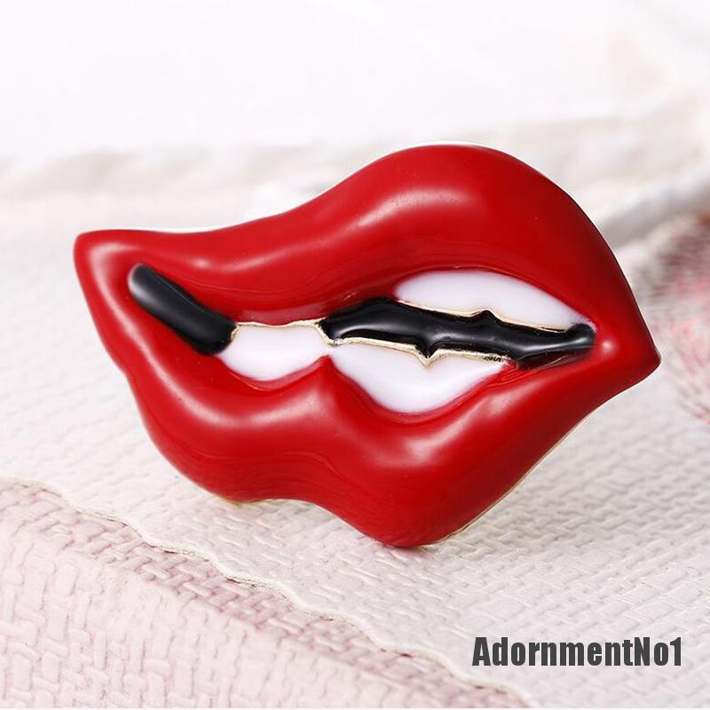 (Adornmentno1) Bros Pin Bentuk Bibir Merah Untuk Wanita