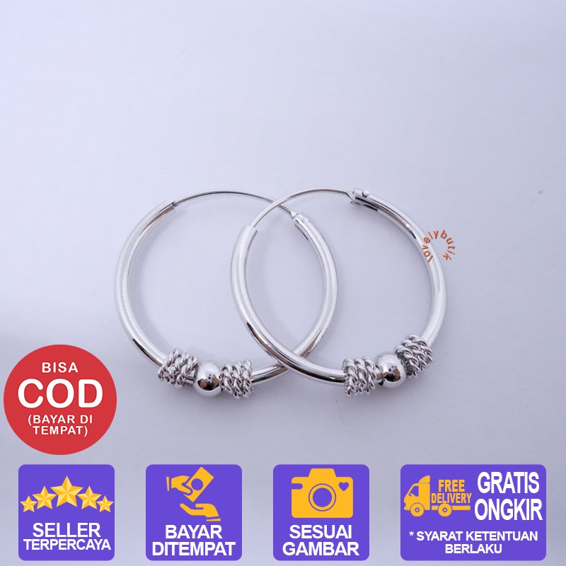 Anting Xuping Perhiasan Fashion Wanita Anting Wanita Bulat Gipsi  Warna Silver