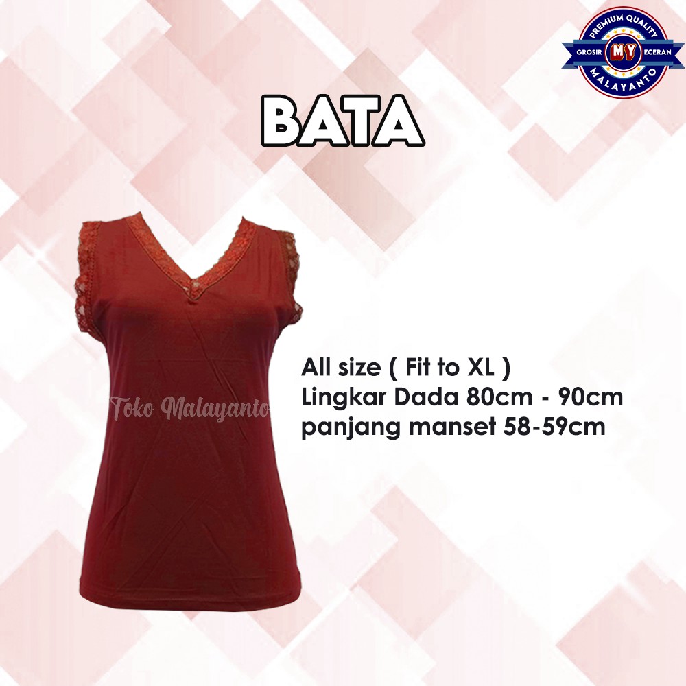 Tank Top Renda Kerah V Polos Warna Ukuran All size Ready Stok!!-Bata
