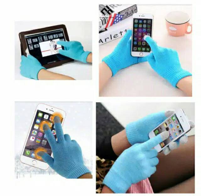 Sarung Tangan Motor TouchScreen Rajut Smart Phone Warna Polos Unisex Pria Wanita Hand Gloves Igloves