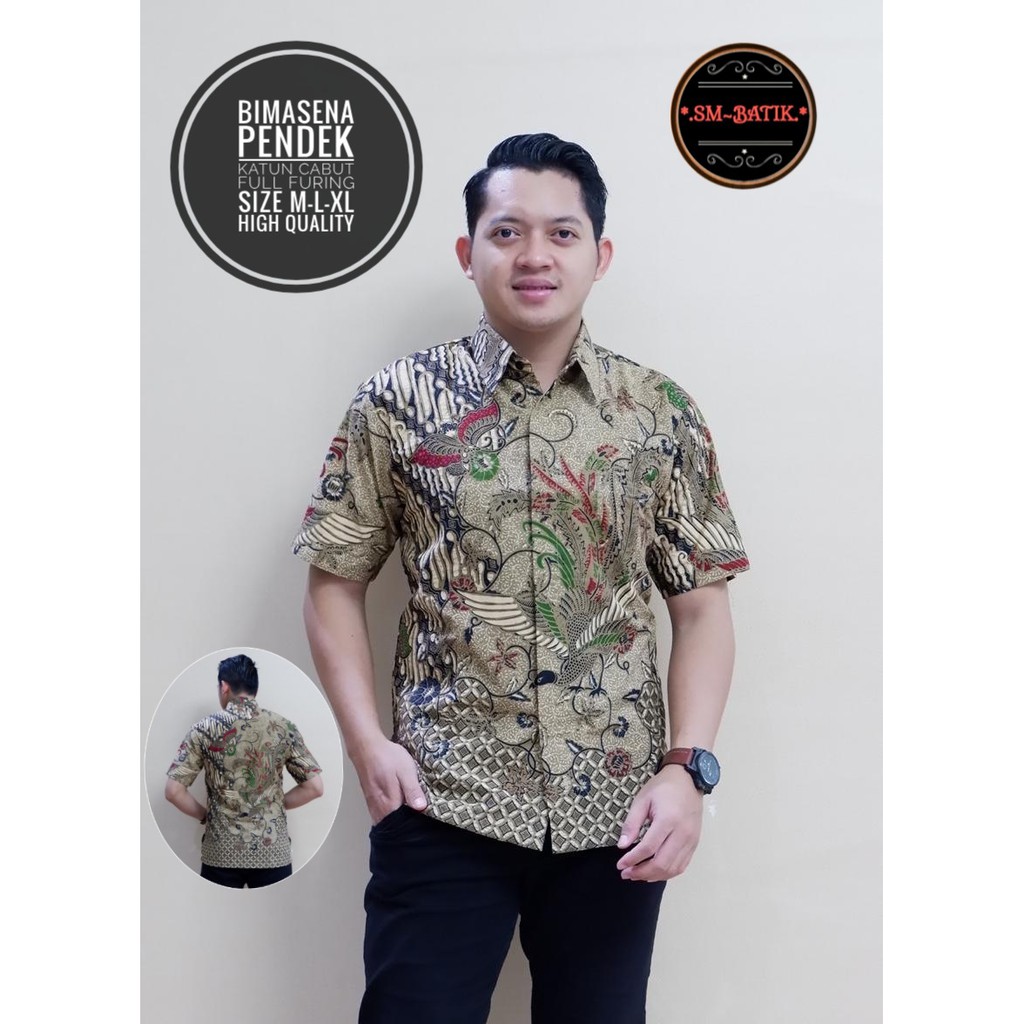 BIMASENA SM BATIKSOLOAMANAH BAJU KEMEJA BATIK SOLO PRIA LENGAN PENDEK PANJANG LAPIS FURING ATASAN BATIK PREMIUM MODERN KATUN HALUS PARANG TRUNTUM COKLAT PANJI LESMONO ADIWANGSA GOLD PERMANA MERAH ASWANGGA 6 PARANG DIRGA GODONG BIRU DADU CAKRAWALA PEKSI