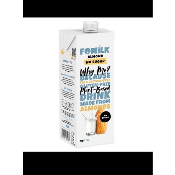 

fomilk almond milk susu 1ltr gluten free no sugar