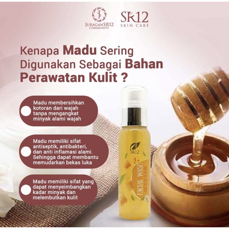 Facial Wash Honey SR12 - Face Wash Madu SR 12 Sabun Muka Pelembab Pencerah Kulit Penghilang Jerawat Komedo Flek Hitam - Original 100%