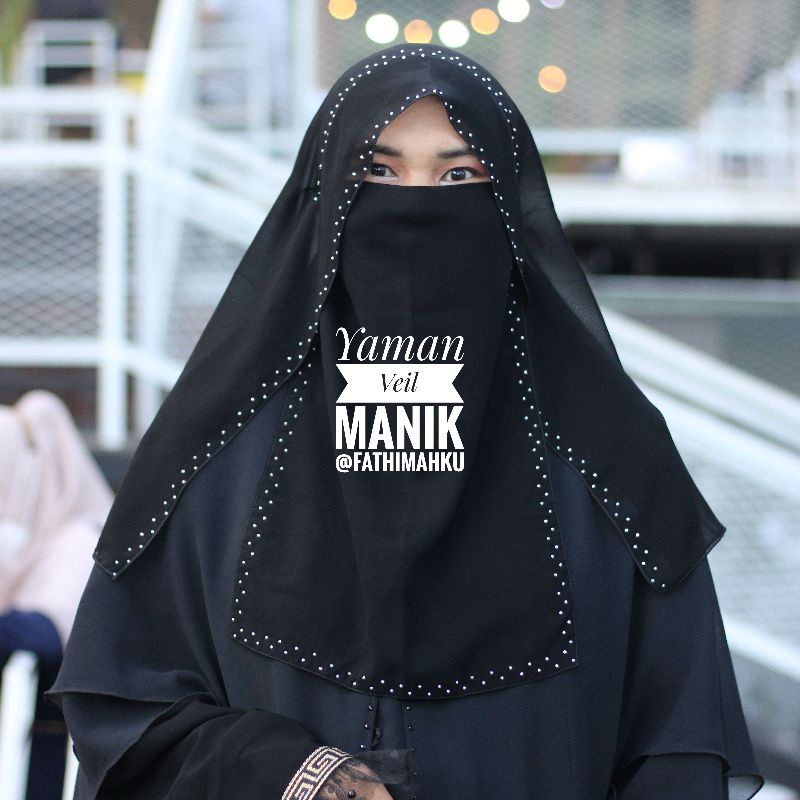 Niqab Yaman Veil Manik 2 in 1/Cadar Yaman Veil Sifon Terbaru Viral
