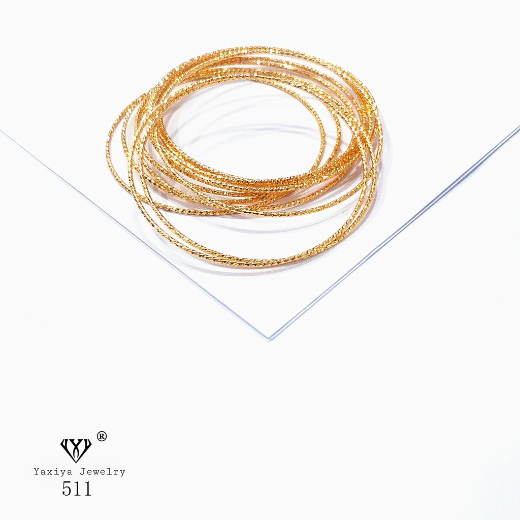 

Yaxiya Gelang Keroncong Set 12 Perhiasan Imitasi Lapis Emas 18K 511