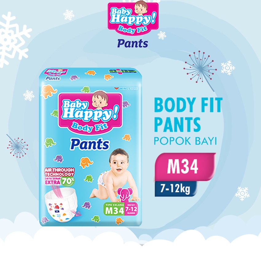 Baby Happy Pants M34 - Baby Happy Popok Celana M 34