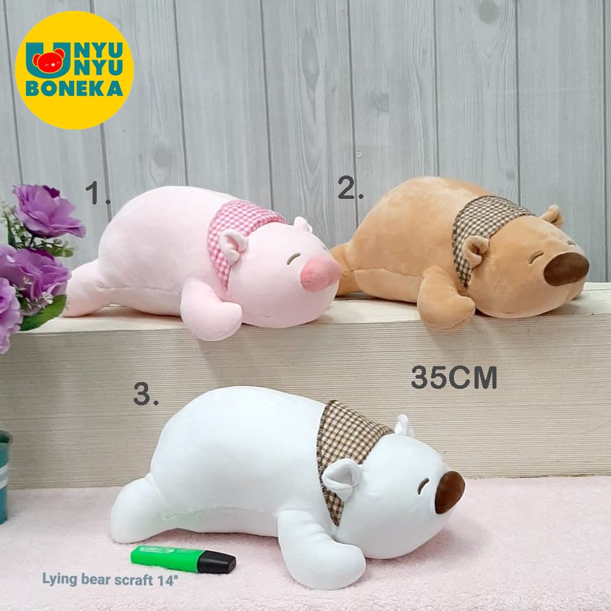 Boneka Beruang Kutub Lying Bear Scraft Mini 35CM Impor Hadiah Sovenir