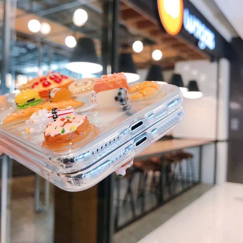 Soft Case Bening Desain Pizza Strawberry Kue 3D Untuk iPhone 13 12 11 Pro MAX Mini X XS MAX XR SE 2022 2020 7 8 Plus