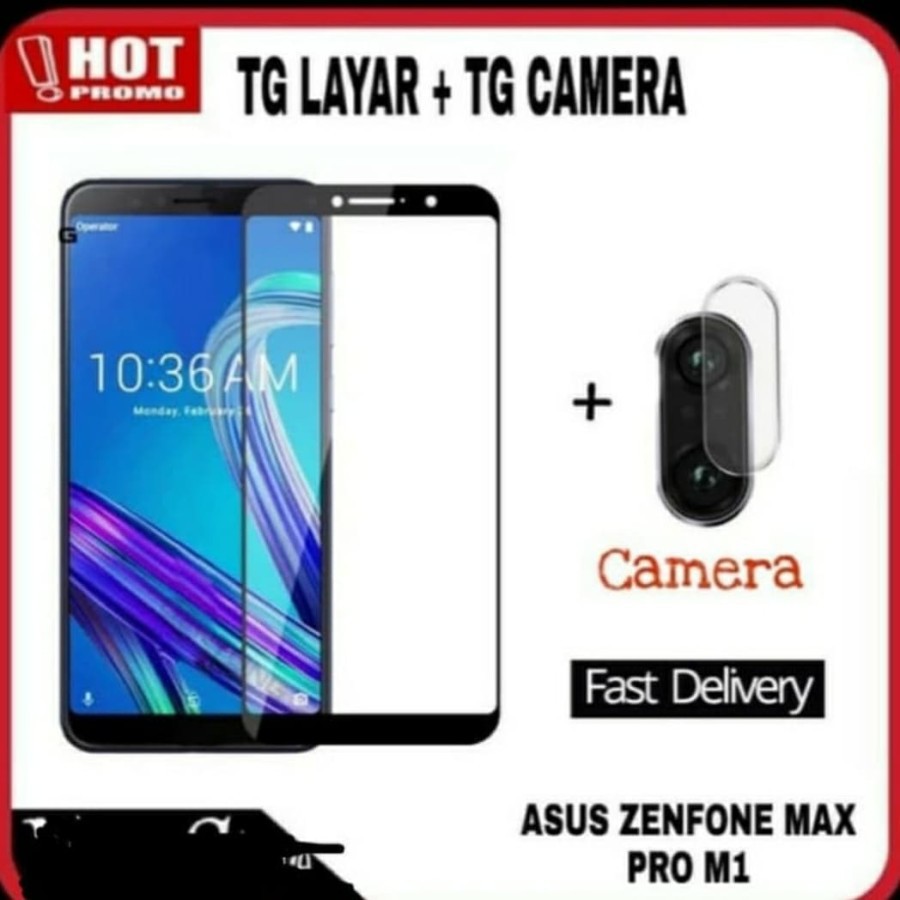 Tempered Glass 9D Asus Zenfone Max Pro M1 ZB601KL + Tg Lensa Camera 2in1