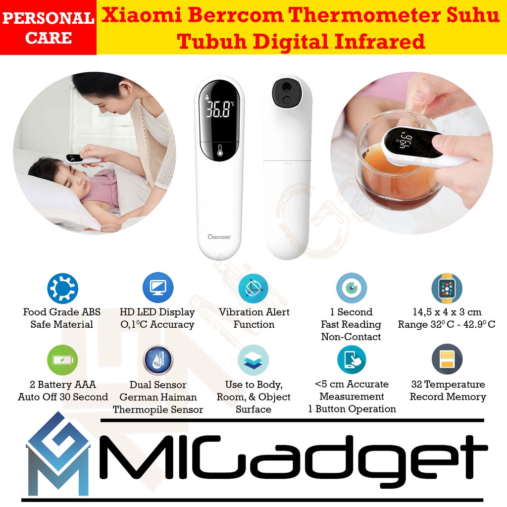 Berrcom Thermometer Termometer Suhu Tubuh Digital Infrared