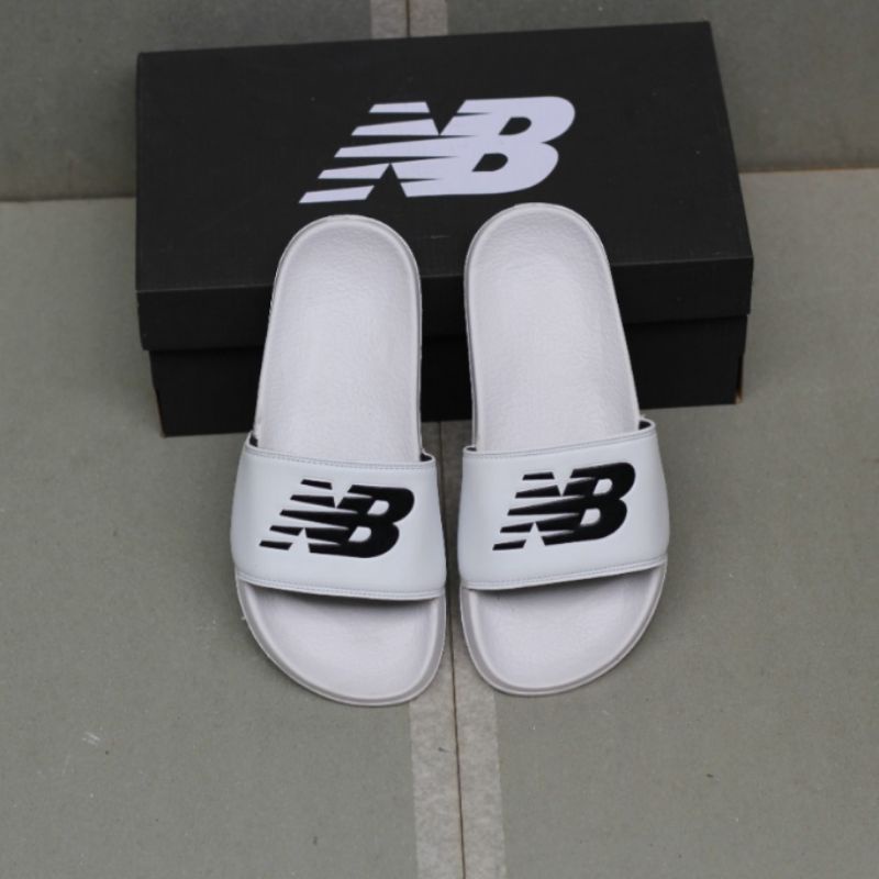 Sandal New B4lance White Black Big Text Original / Sandal Slide Wanita / Sendal Wanita / Sandal Wanita