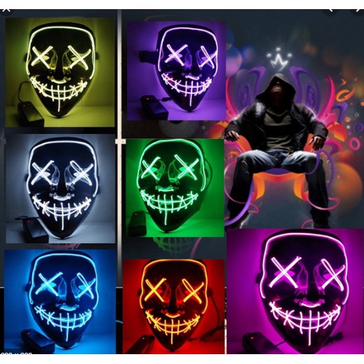 Topeng Led The Purge Led Mask  Topeng Halloween