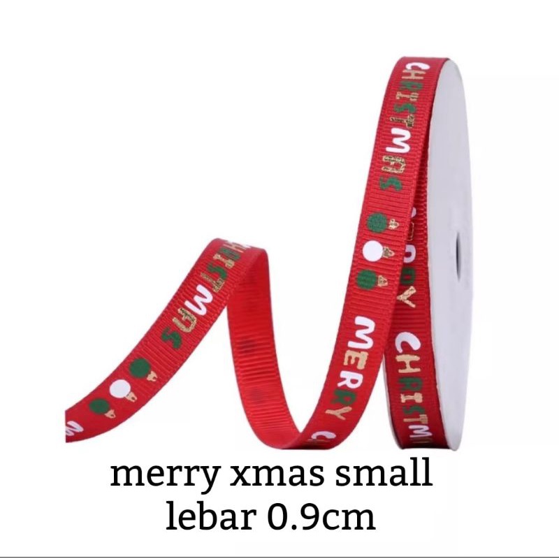 PITA RIBBON MERRY CHRISTMAS / PITA NATAL KECIL 0.9CM GREEN / RED P-0.9