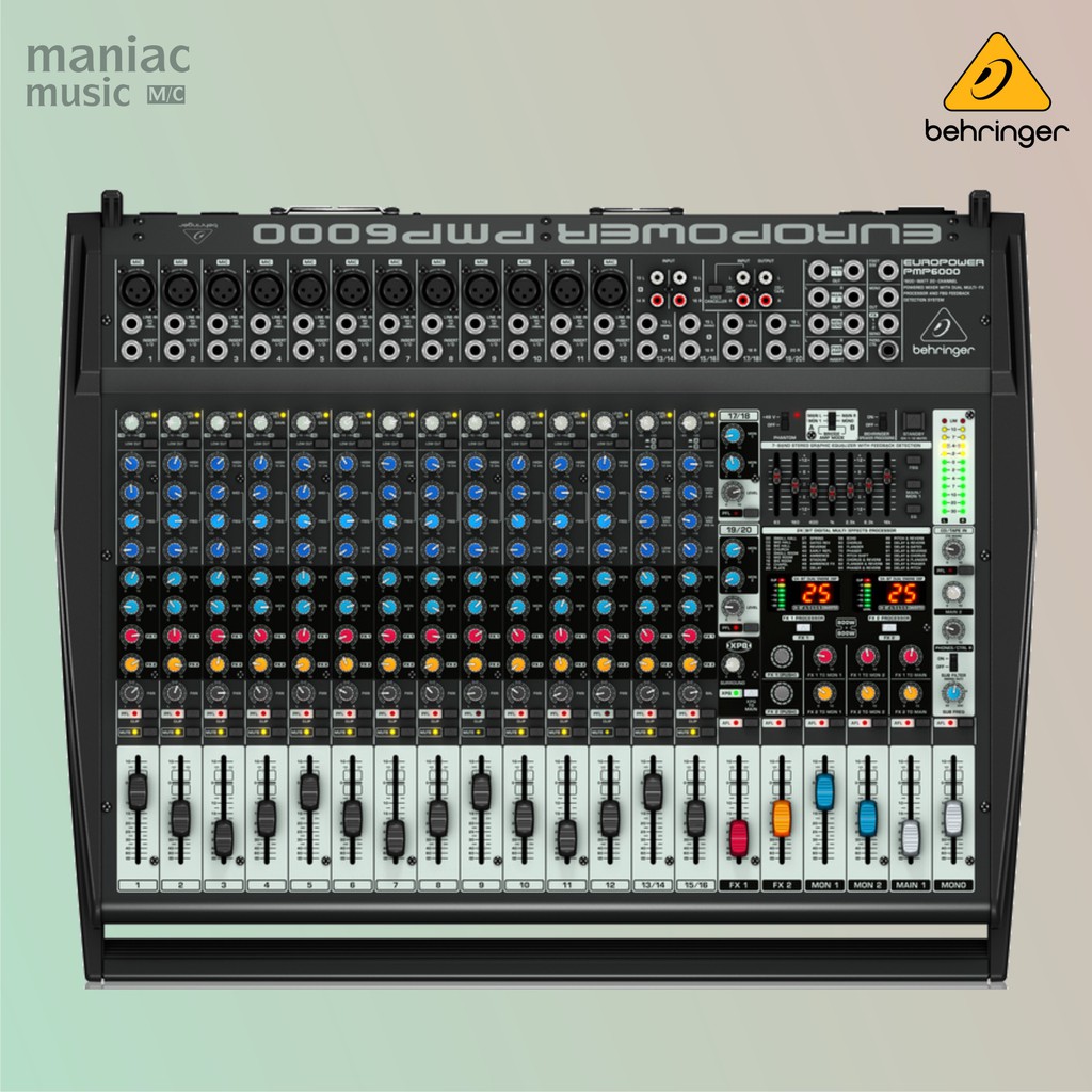 Behringer PMP6000 - Powered Mixer, 20 Channel, 1600W, Multi Efek, FBQ XPD, Mic Preamp, Phantom Power