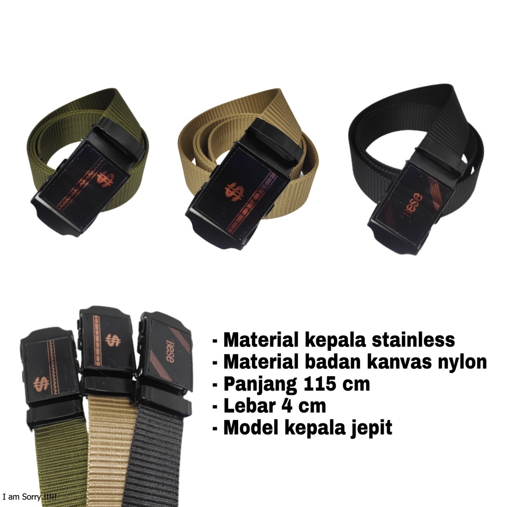 Ikat pinggang nylon canvas sabuk nylon gesper pria tectical