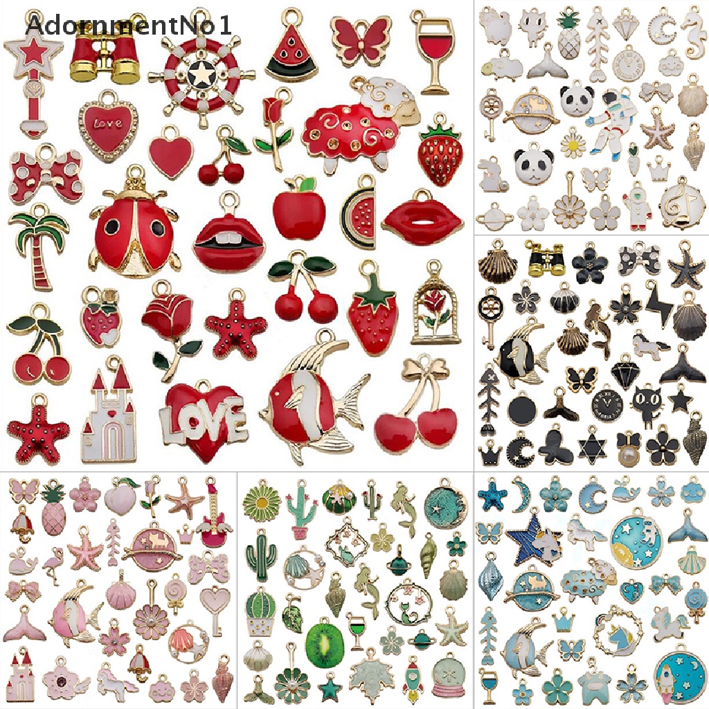 (AdornmentNo1) 31pcs / Set Liontin Enamel Bentuk Buah / Hewan Campur Untuk DIY Perhiasan / Craft