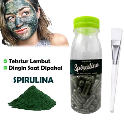 Beauty Jaya - Masker Spirulina By Yurizumi Masker Wajah Glowing Whitening + FREE KUAS