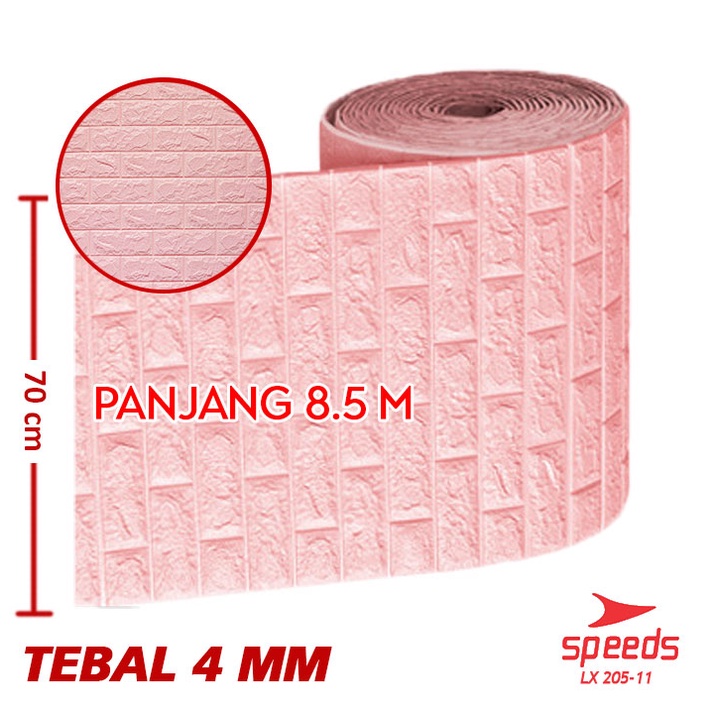 Wallpaper Dinding 5mm SPEEDS Wallpaper Foam 3D Motif Jendela untuk Kamar Tidur Ruang Makan dll 205-13-12-11-BATA PINK 8.5m 4mm