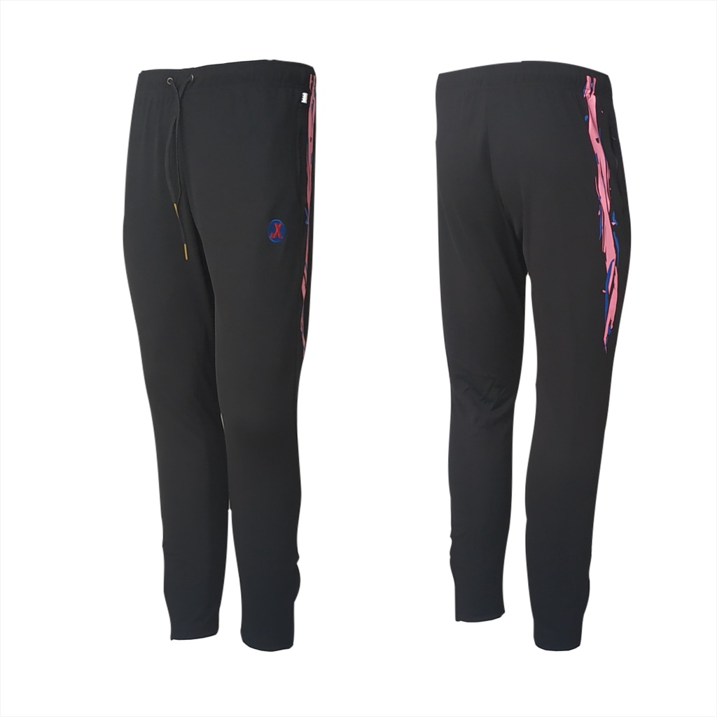 Celana Training Slim Fit CT 269 Hitam Magenta Track Pants Sweat Pants Gym Fitness Jogging Sepeda Pri
