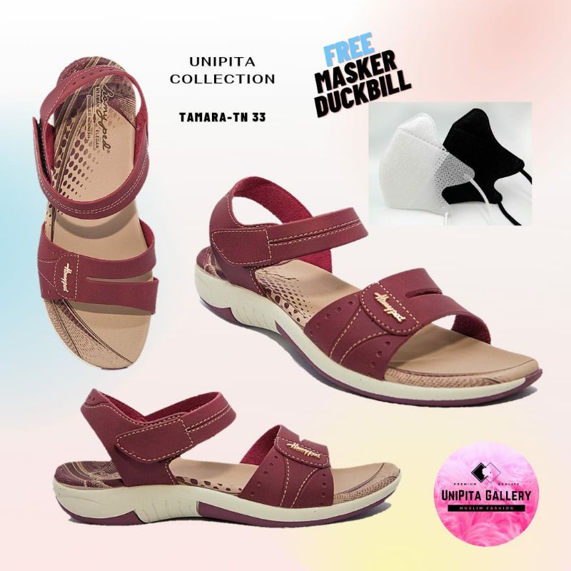 Homyped TAMARA-TN 33 Sandal Wedges Wanita Marun